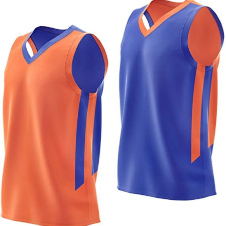 Imports Reversible Men's Mesh Athletic Basketball Jersey Single for Team Scrimmage Blue/Orange