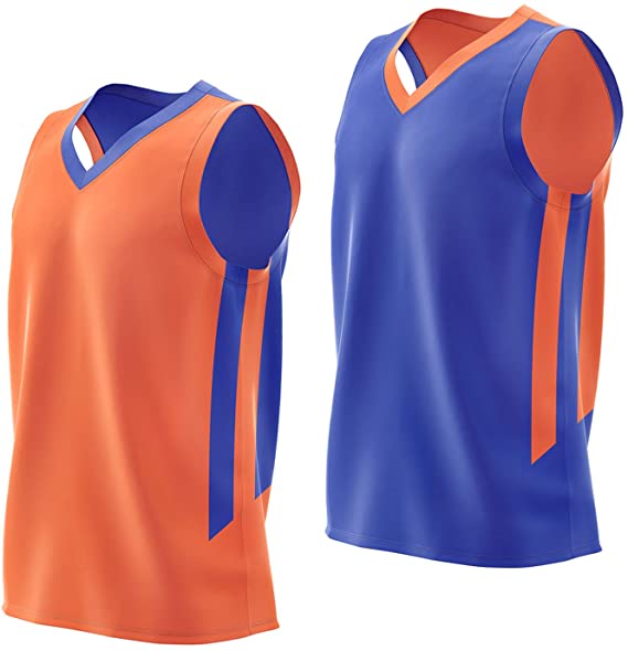 Imports Reversible Men's Mesh Athletic Basketball Jersey Single for Team Scrimmage Blue/Orange