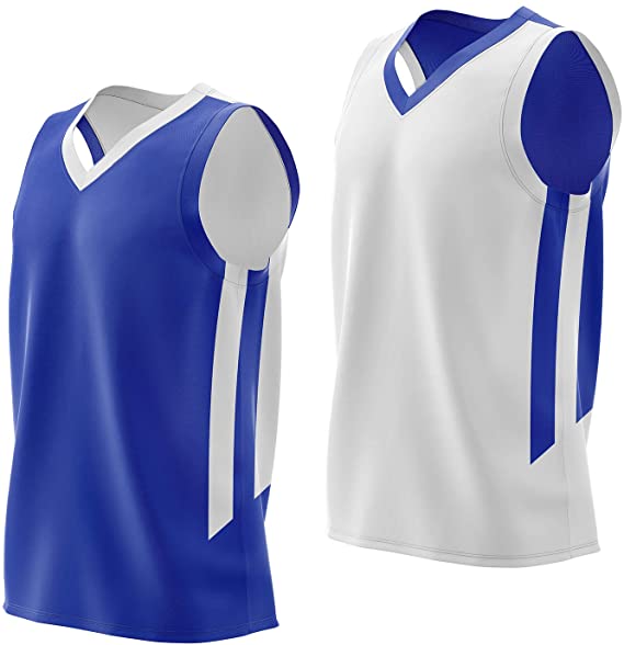 Imports Reversible Men's Mesh Athletic Basketball Jersey Single for Team Scrimmage Blue/White