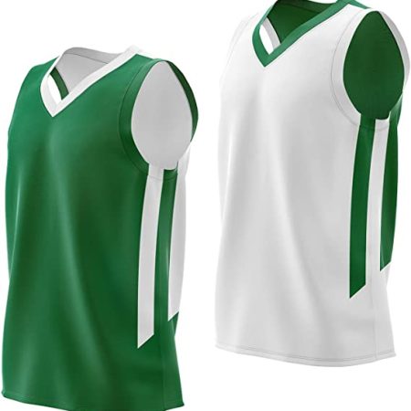 Imports Reversible Men's Mesh Athletic Basketball Jersey Single for Team Scrimmage Green/White