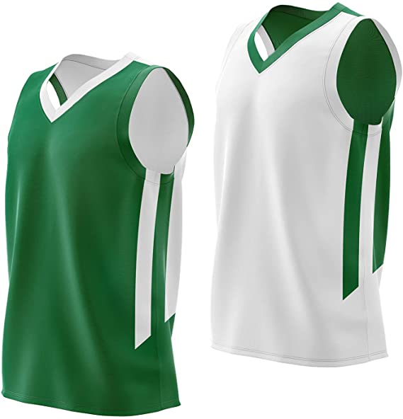 Imports Reversible Men's Mesh Athletic Basketball Jersey Single for Team Scrimmage Green/White