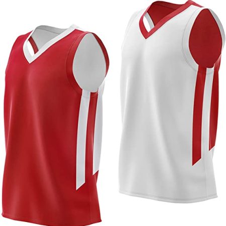 Imports Reversible Men's Mesh Athletic Basketball Jersey Single for Team Scrimmage Red/White